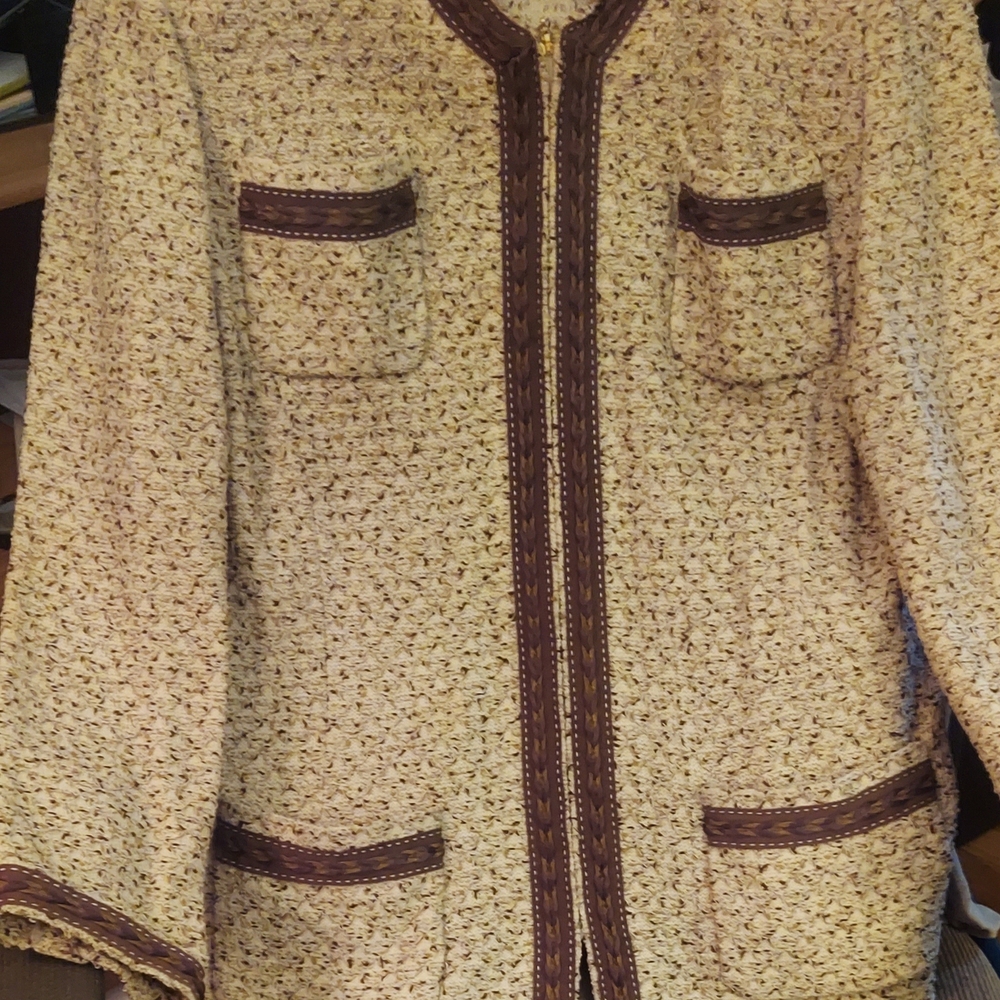 St. John Collection Cream and Brown Blazer